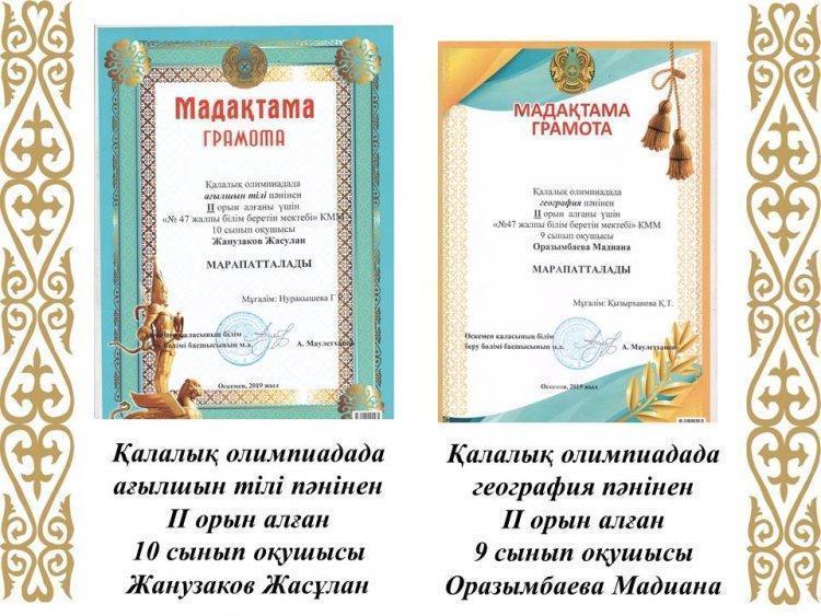 Қалалық олимпиада жеңімпаздары!